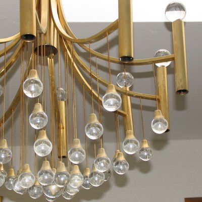 Mid-Century Modern Gold-Plated Metal Chandelier by Gaetano Sciolari, 1970s-YGE-873746