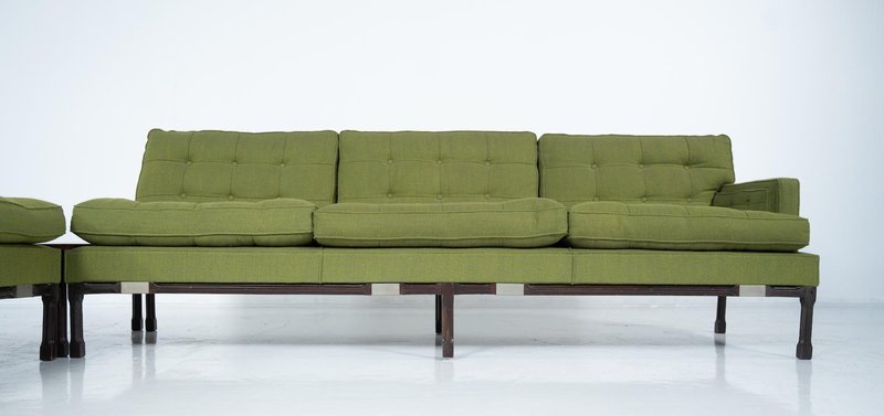 Mid-Century Modern Green Modular Sofa, Italy, 1970s-FGA-2042652