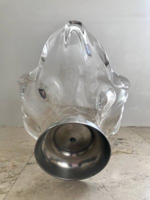 Mid-Century Modern Hand Blown or Cup Sculptural Translucent Bowl with Silver Base, 1960s-NOU-636274