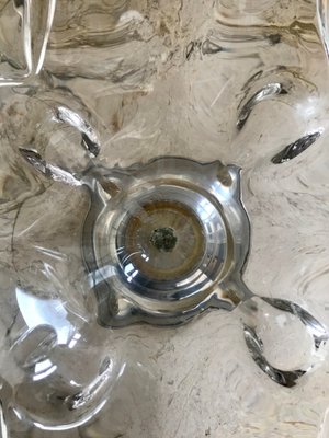 Mid-Century Modern Hand Blown or Cup Sculptural Translucent Bowl with Silver Base, 1960s-NOU-636274