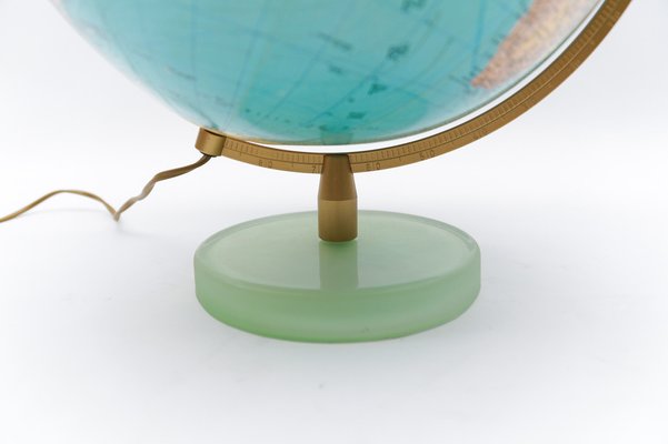 Mid-Century Modern Illuminated Glass Globe on a Brass Tripod Base, 1960s-KQB-1736989