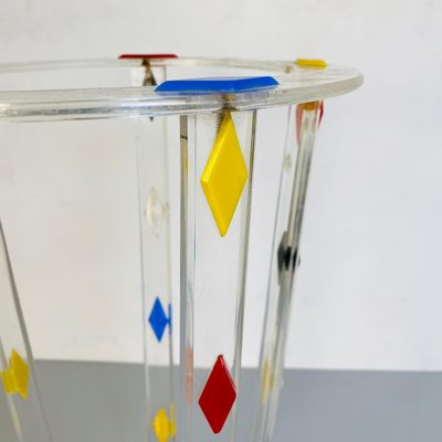 Mid-Century Modern Italian Acrylic Glass Umbrella Stand with Bronze Bowl, 1980s-GDD-1096969