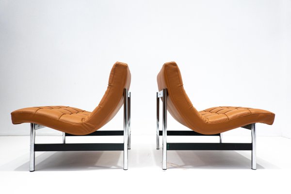 Mid-Century Modern Italian Armchairs in Cognac Leather, 1970s, Set of 2-FGA-1192865