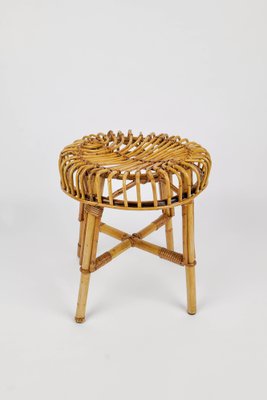 Mid-Century Modern Italian Bamboo Rattan Stool by Franco Albini, 1960s-LYQ-1195205