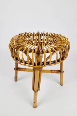 Mid-Century Modern Italian Bamboo Rattan Stool by Franco Albini, 1960s-LYQ-1195205