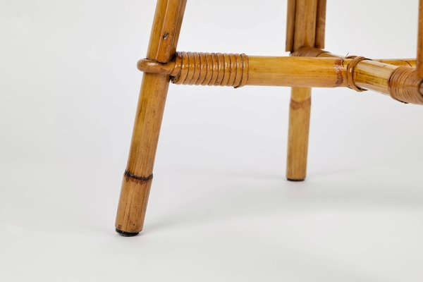 Mid-Century Modern Italian Bamboo Rattan Stool by Franco Albini, 1960s-LYQ-1195205