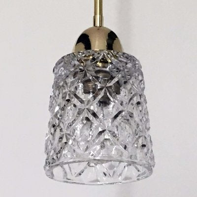 Mid-Century Modern Italian Brass and Crystal Cut Glass Pendant, 1950s-OE-897840