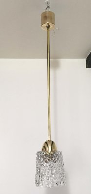 Mid-Century Modern Italian Brass and Crystal Cut Glass Pendant, 1950s-OE-897840