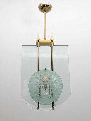 Mid-Century Modern Italian Brass and Crystal Pendant from Galotti & Radice, 1970-FER-1795885