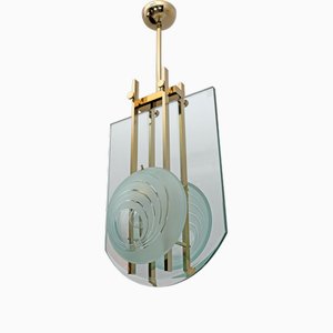 Mid-Century Modern Italian Brass and Crystal Pendant from Galotti & Radice, 1970-FER-1795885