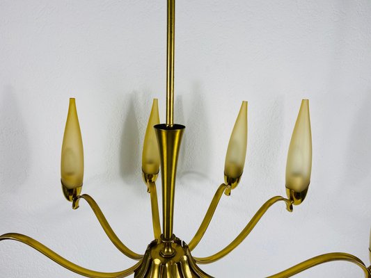 Mid-Century Modern Italian Brass and Glass Chandelier from Stilnovo, 1960s-PUK-808069