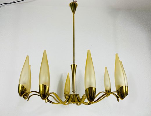 Mid-Century Modern Italian Brass and Glass Chandelier from Stilnovo, 1960s-PUK-808069