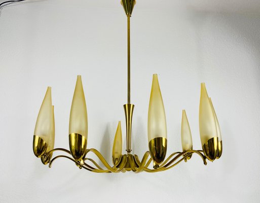 Mid-Century Modern Italian Brass and Glass Chandelier from Stilnovo, 1960s-PUK-808069