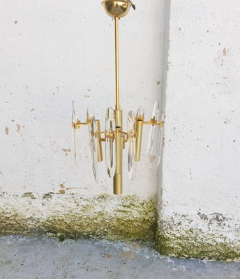 Mid-Century Modern Italian Brass & Crystal Glass Chandelier by Gaetano Sciolari for Sciolari, 1966-PUG-739842