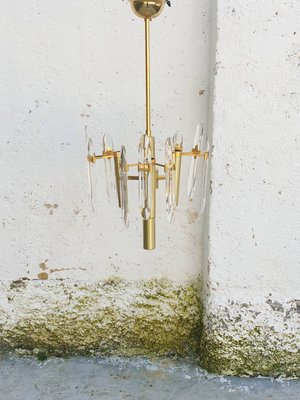 Mid-Century Modern Italian Brass & Crystal Glass Chandelier by Gaetano Sciolari for Sciolari, 1966-PUG-739842