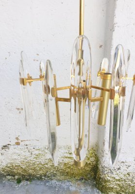 Mid-Century Modern Italian Brass & Crystal Glass Chandelier by Gaetano Sciolari for Sciolari, 1966-PUG-739842