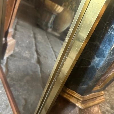 Mid-Century Modern Italian Brass Rectangular Wall Mirror, 1970s-NMK-1783992