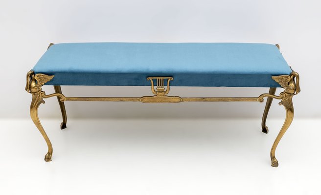 Mid-Century Modern Italian Bronze and Brass Bench, 1950s-FER-1761062