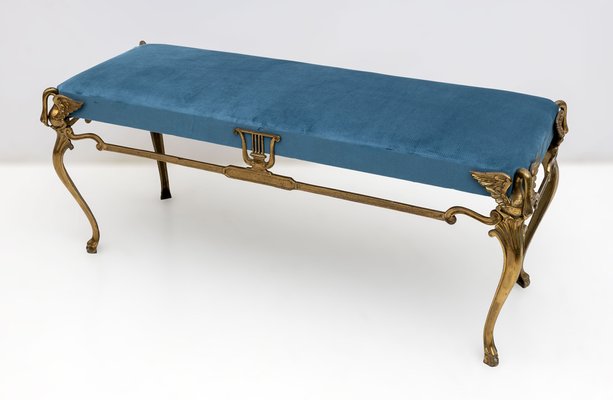 Mid-Century Modern Italian Bronze and Brass Bench, 1950s-FER-1761062