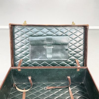 Mid-Century Modern Italian Brown and Green Leather Luggage, 1970s-GDD-1396202