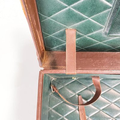 Mid-Century Modern Italian Brown and Green Leather Luggage, 1970s-GDD-1396202