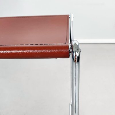 Mid-Century Modern Italian Brown Leather and Steel High Stool, 1980s-GDD-1360774