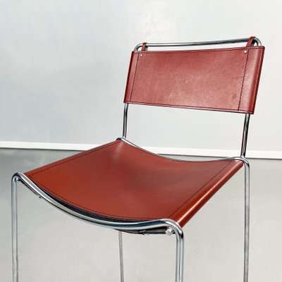 Mid-Century Modern Italian Brown Leather and Steel High Stool, 1980s-GDD-1360774