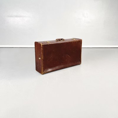 Mid-Century Modern Italian Brown Leather with Beige Fabric Luggage, 1970s-GDD-1396200