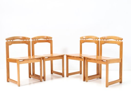 Mid-Century Modern Italian Chairs in Ash, 1970s, Set of 4-MY-1358177