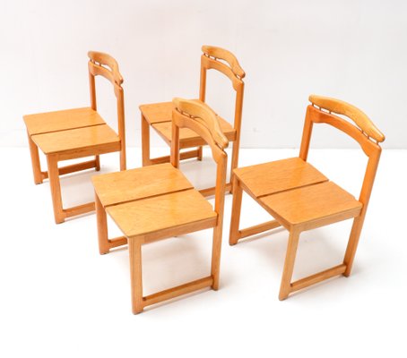 Mid-Century Modern Italian Chairs in Ash, 1970s, Set of 4-MY-1358177