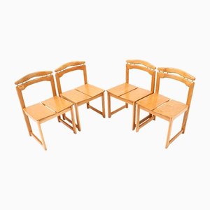 Mid-Century Modern Italian Chairs in Ash, 1970s, Set of 4-MY-1358177