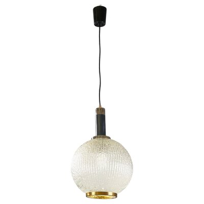 Mid-Century Modern Italian Chandelier in Molded Glass, Brass and Metal, 1950s-GDD-2041602