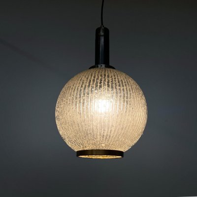 Mid-Century Modern Italian Chandelier in Molded Glass, Brass and Metal, 1950s-GDD-2041602