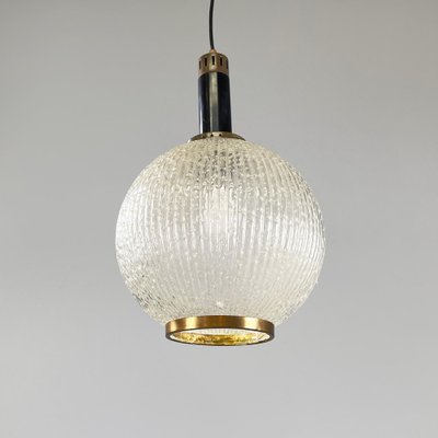 Mid-Century Modern Italian Chandelier in Molded Glass, Brass and Metal, 1950s-GDD-2041602