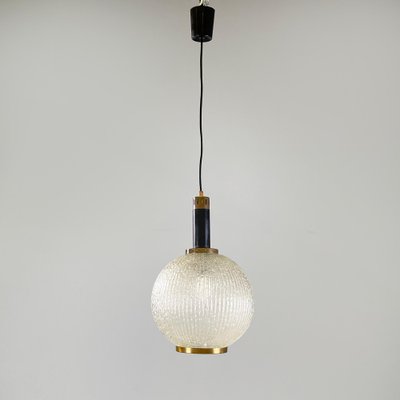 Mid-Century Modern Italian Chandelier in Molded Glass, Brass and Metal, 1950s-GDD-2041602