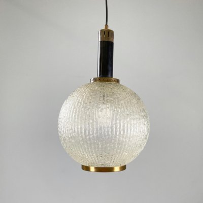 Mid-Century Modern Italian Chandelier in Molded Glass, Brass and Metal, 1950s-GDD-2041602