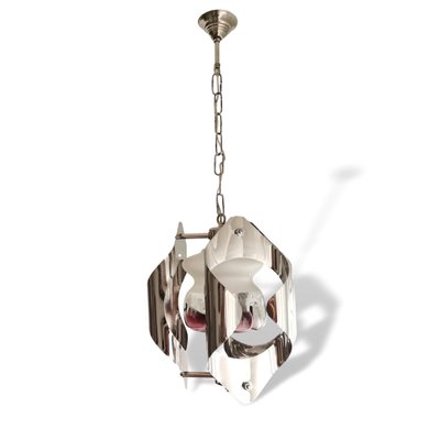 Mid-Century Modern Italian Chromed Hanging Lamp in the Style of Mazzega, 1960s-SCS-1160405