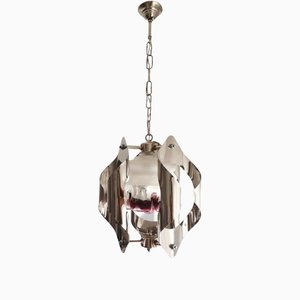 Mid-Century Modern Italian Chromed Hanging Lamp in the Style of Mazzega, 1960s-SCS-1160405