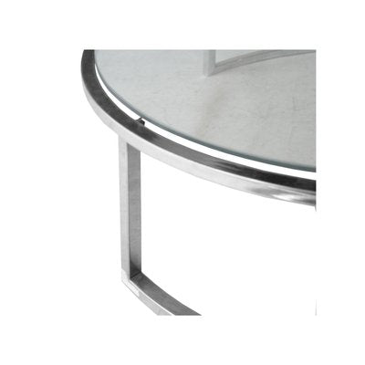 Mid-Century Modern Italian Circular Grey Chrome, Glass & Steel Center Table, 1960-UZ-863011