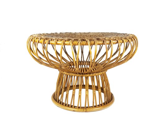 Mid-Century Modern Italian Coffee Table in Rattan and Rush, 1955-RD-2033720