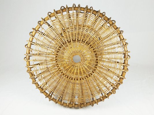 Mid-Century Modern Italian Coffee Table in Rattan and Rush, 1955-RD-2033720