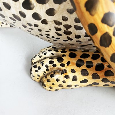 Mid-Century Modern Italian Feline Animal Cheetah Ceramic Statue, 1960s-GDD-1354956