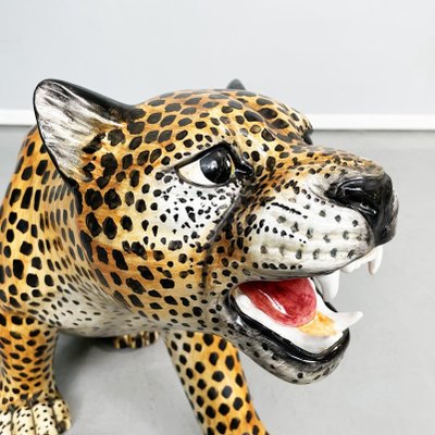 Mid-Century Modern Italian Feline Animal Cheetah Ceramic Statue, 1960s-GDD-1354956