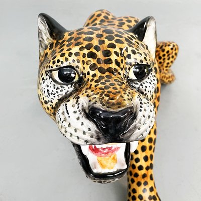 Mid-Century Modern Italian Feline Animal Cheetah Ceramic Statue, 1960s-GDD-1354956