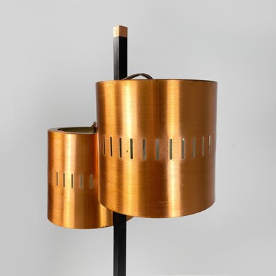 Mid-Century Modern Italian Floor Lamp in Copper, Black Metal and Marble, 1960s-GDD-1803442