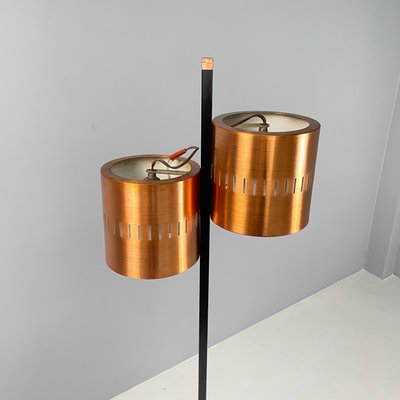 Mid-Century Modern Italian Floor Lamp in Copper, Black Metal and Marble, 1960s-GDD-1803442