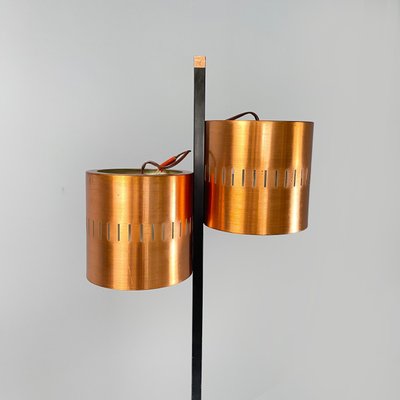 Mid-Century Modern Italian Floor Lamp in Copper, Black Metal and Marble, 1960s-GDD-1803442