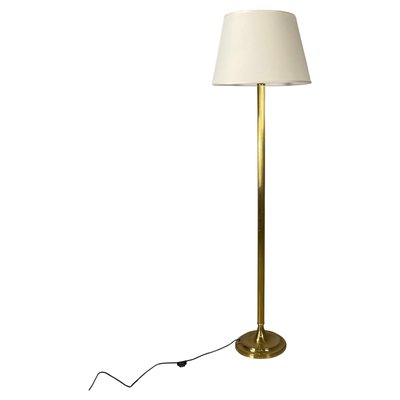 Mid-Century Modern Italian Floor Lamp in Withe Fabric Brass by Lam Bologna, 1960s-GDD-2020932