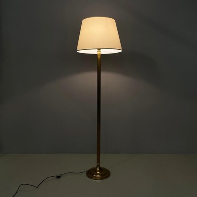 Mid-Century Modern Italian Floor Lamp in Withe Fabric Brass by Lam Bologna, 1960s-GDD-2020932