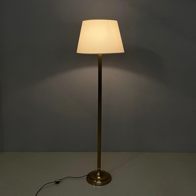 Mid-Century Modern Italian Floor Lamp in Withe Fabric Brass by Lam Bologna, 1960s-GDD-2020932